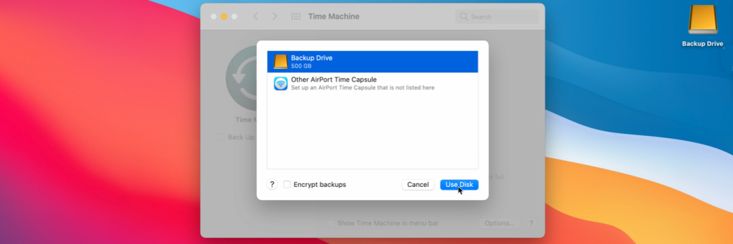 select an internal hard drive for mac back up